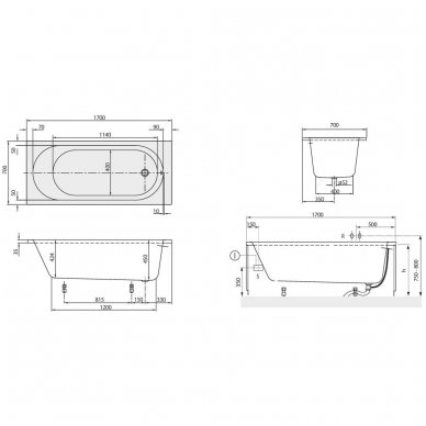 Villeroy&Boch vonia O.Novo Solo 1700x700 UBA 177 CAS 2V-01 2