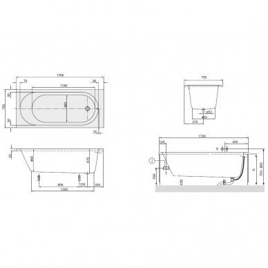 Villeroy&Boch vonia O.Novo Solo 1700x750 UBA 170 CAS 2V-01 2