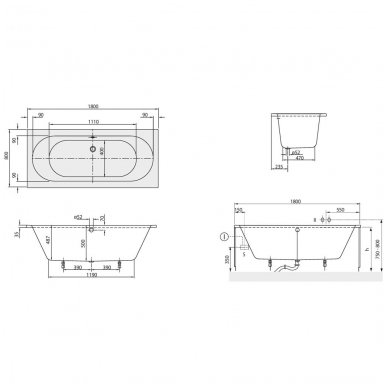 Villeroy&Boch vonia O.Novo Duo 1800x800 UBA 180 CAS 2V-01 2