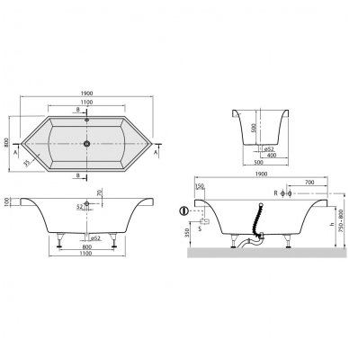 Villeroy&Boch vonia Squaro Duo 1900x800 UBQ 190 SQR 6V-01 2