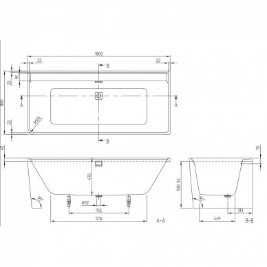 Villeroy&Boch vonia su apdailos plokšte 1800x800 Collaro Quaryl 5