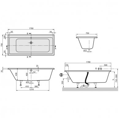 Villeroy&Boch vonia Subway Duo 1700x750 UBA 170 SUB 2V-01 2