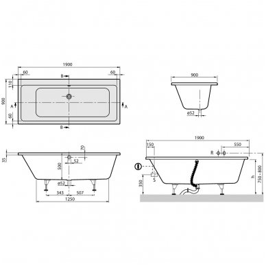 Villeroy&Boch vonia Subway Duo 1900x900 UBA 199 SUB 2V-01 2