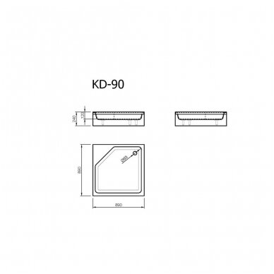 Vispool kvadratinis dušo padėklas KD-90 2