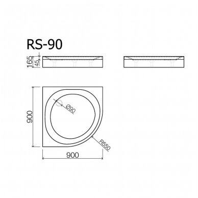 Vispool pusapvalis dušo padėklas RS-90 2