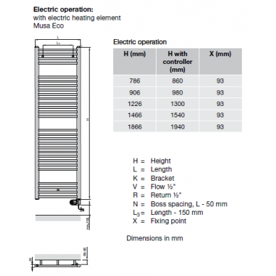 Zehnder elektrinis rankšluosčių džiovintuvas 500x906 500W Aura 4