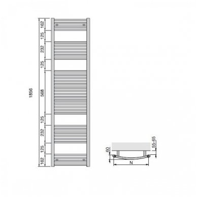 Zehnder kombinuotas rankšluosčių džiovintuvas 595x1856 Aura Bow 3